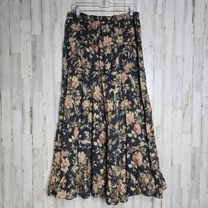 Denim & Supply Ralph Lauren Floral Tiered Maxi Skirt Large Cottagecore Old Money